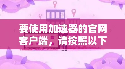 要使用加速器的官网客户端，请按照以下步骤操作